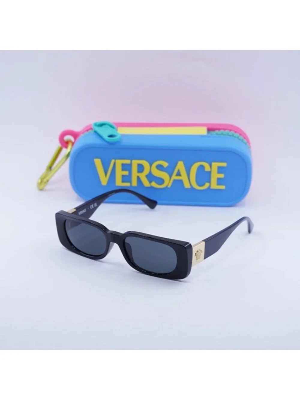 Versace Kids VK4003U GB1/87 Sunglasses Black Rectangle Frame, Dark Grey Lenses